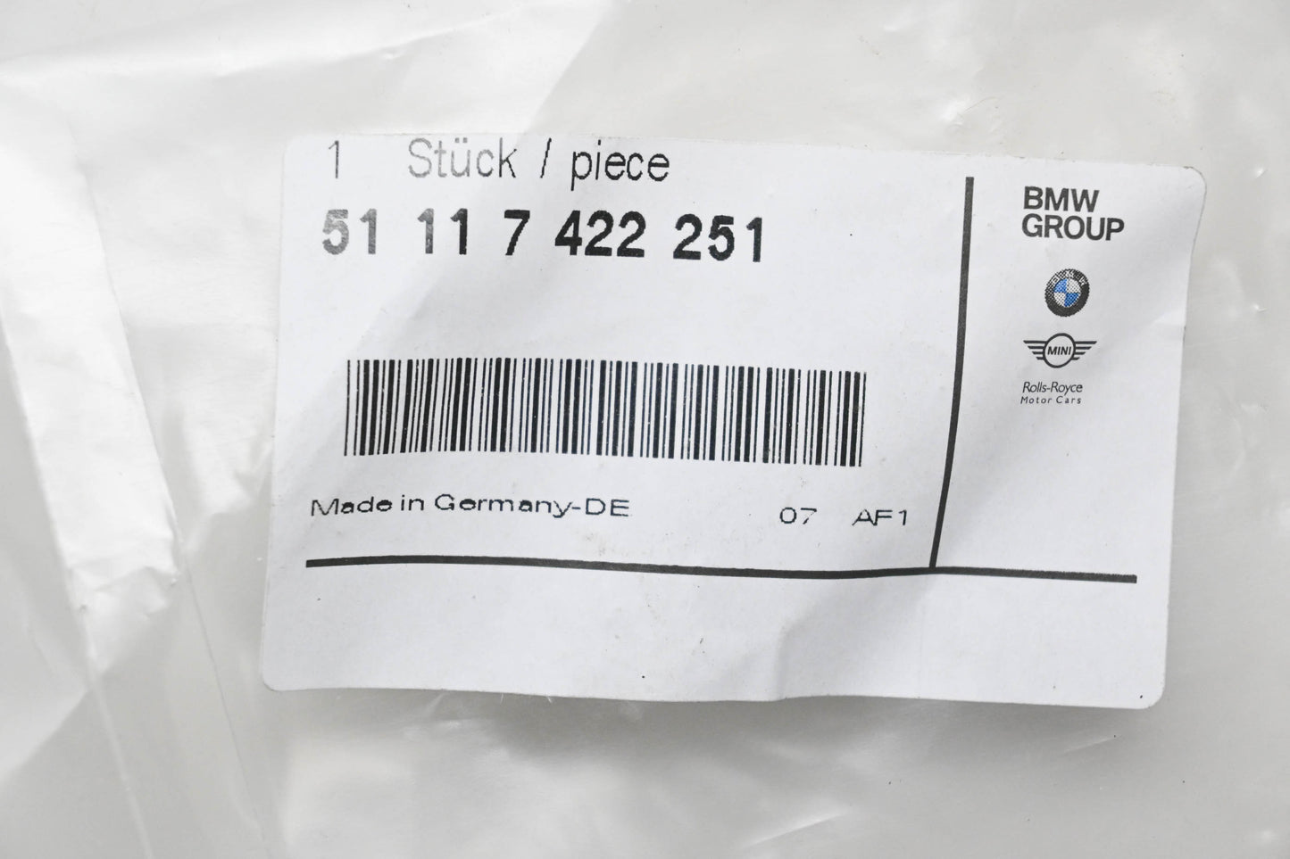 New OEM BMW 51 11 7 422 251 Bumper Cover Side Bracket NOS