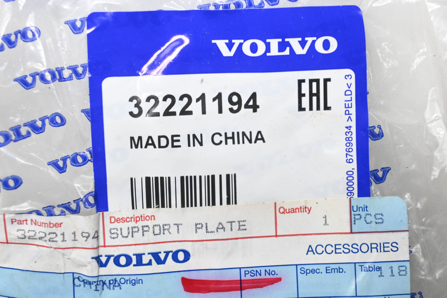 Volvo 32221194 Support Plate NOS