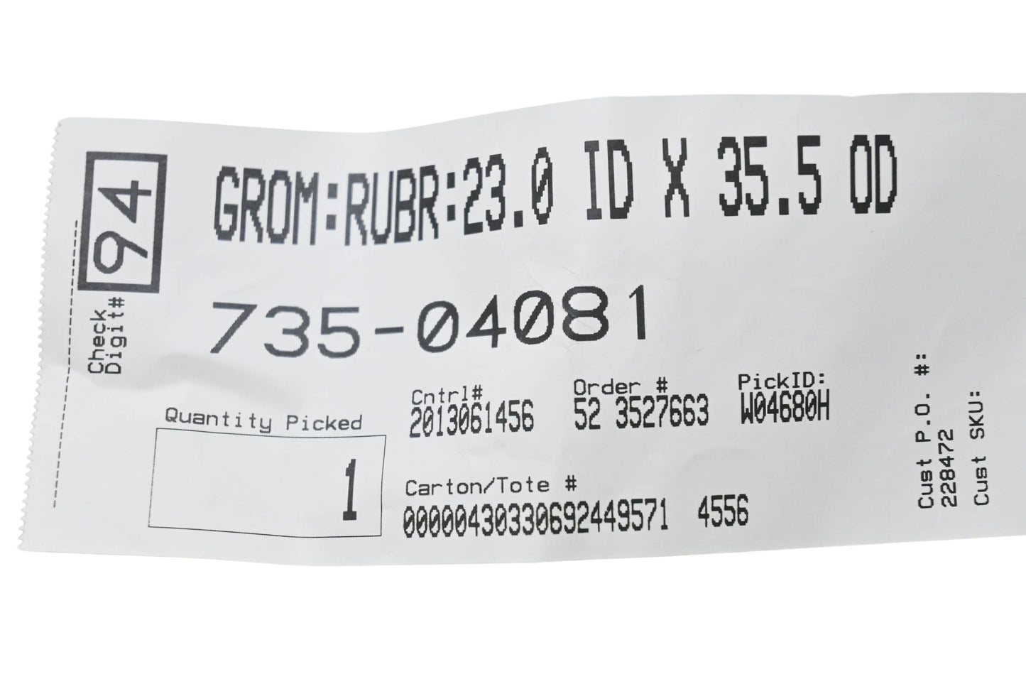 MTD 735-04081 Rubber Grommet NOS