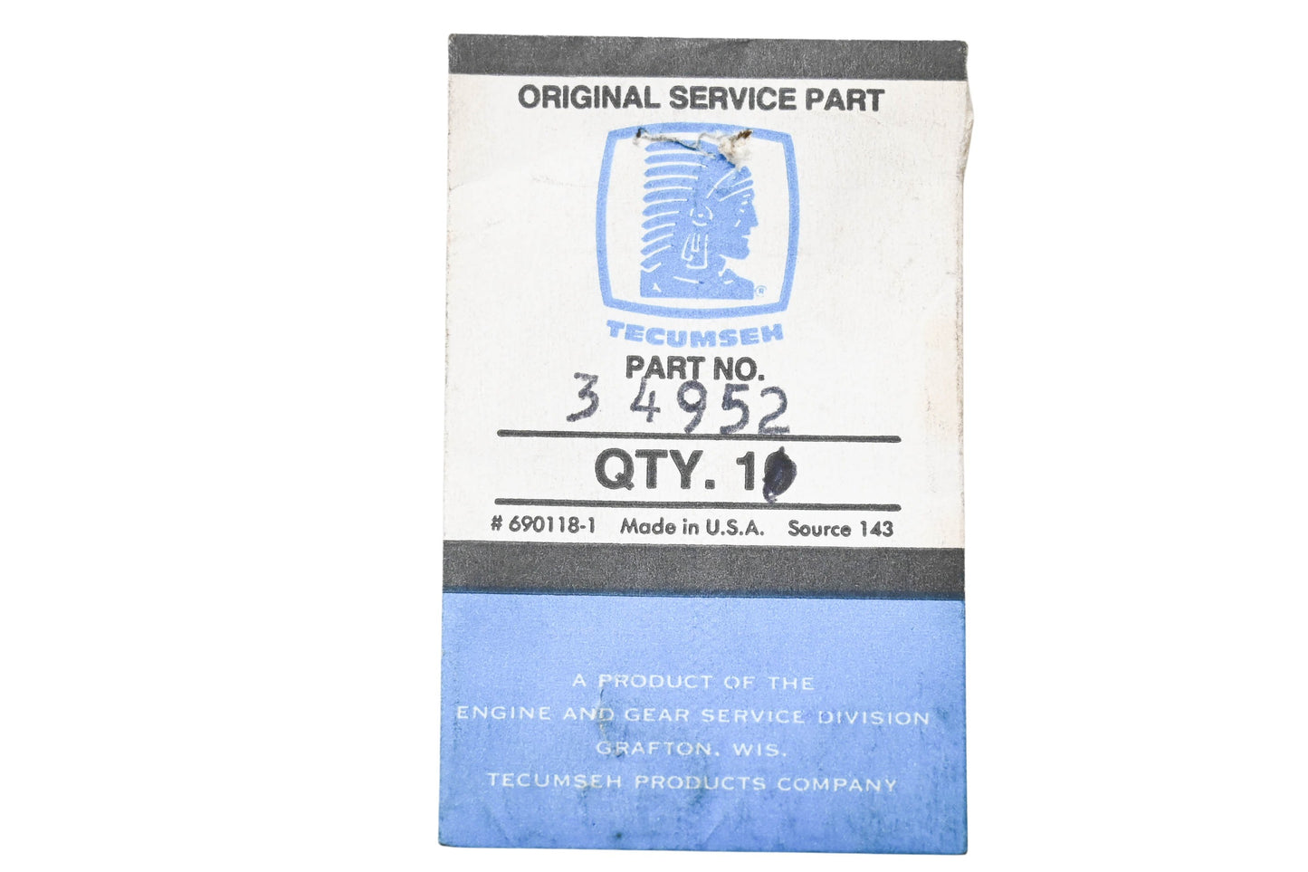 New OEM Tecumseh 34952 Retaining Ring NOS