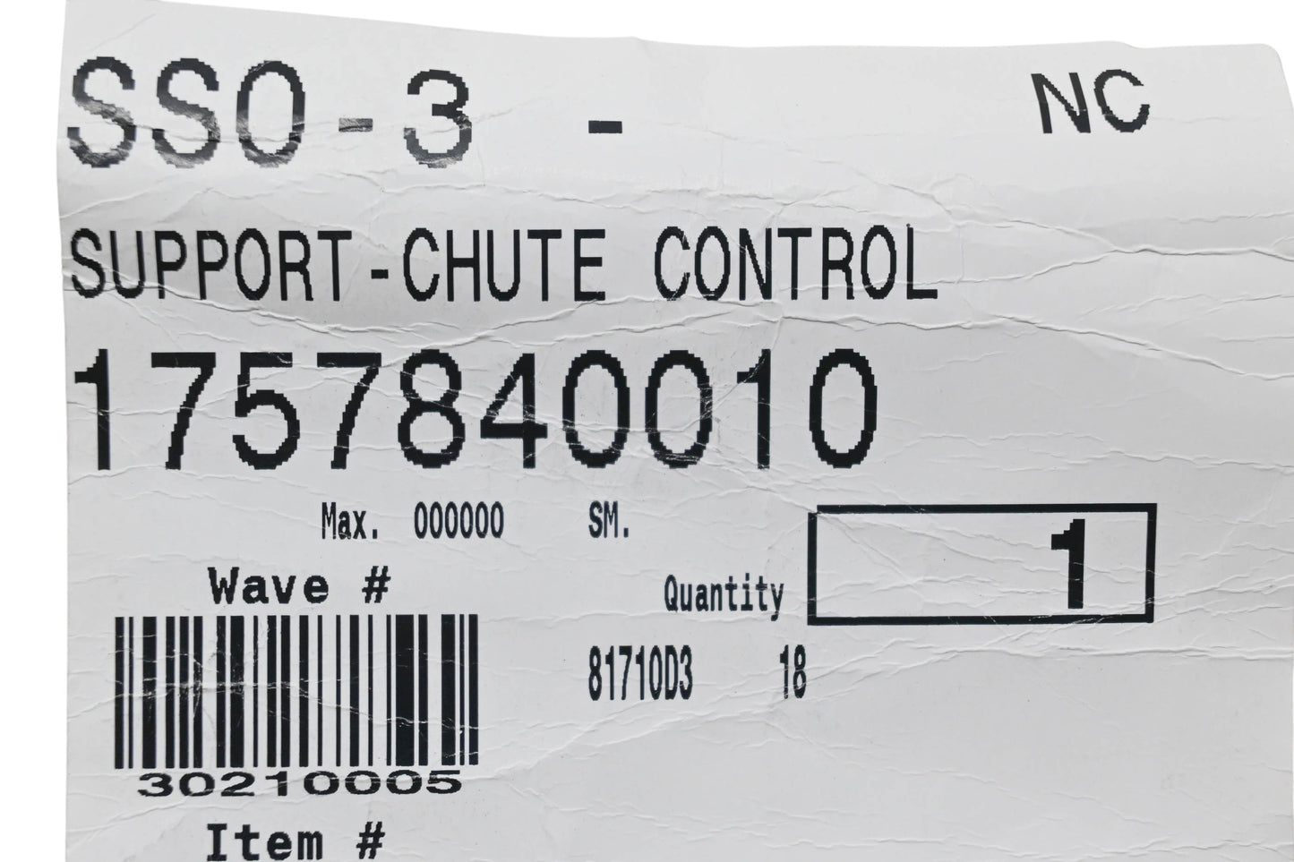 MTD 1757840010 Chute Control Support NOS