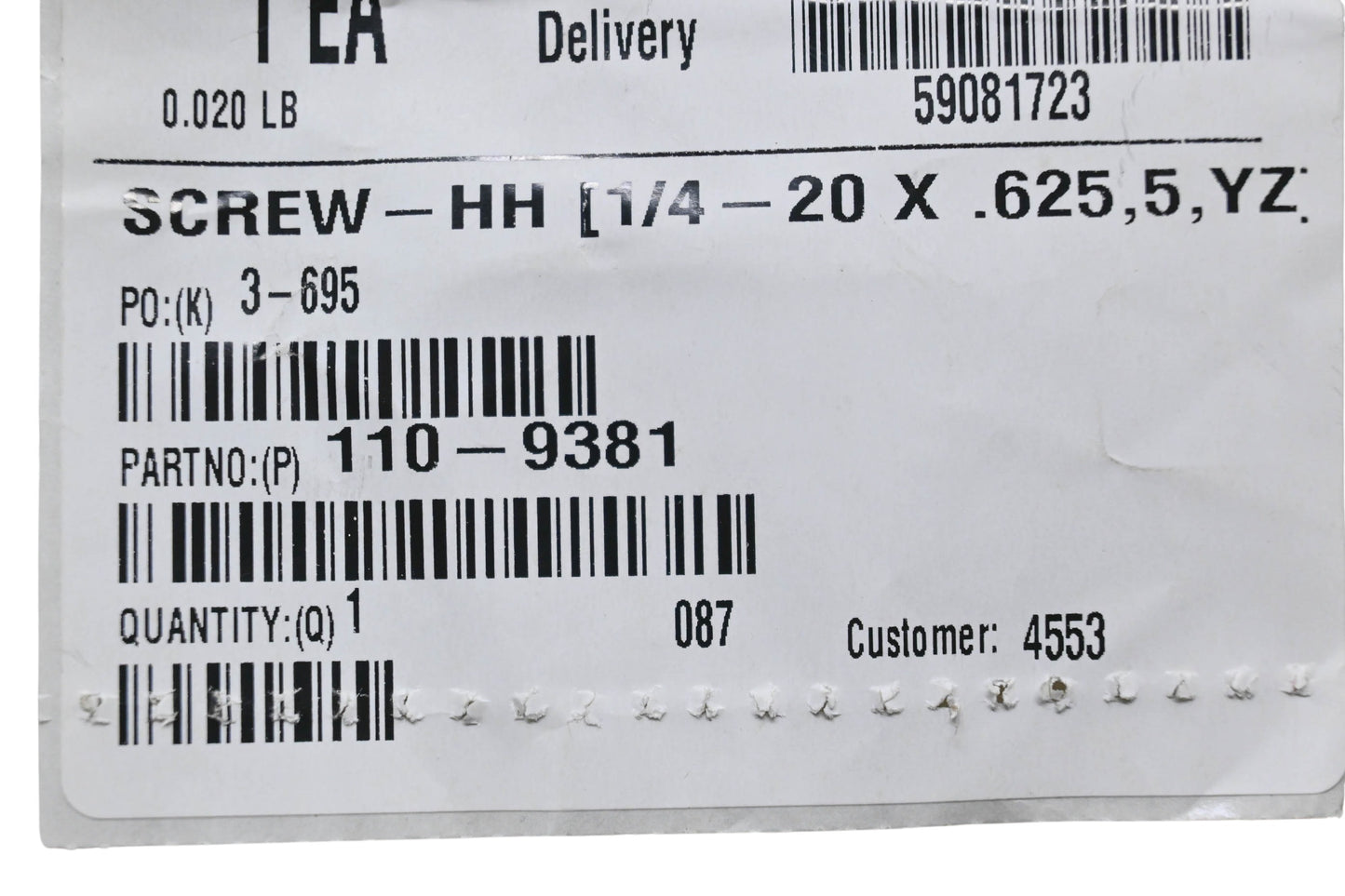 Toro 110-9381 Hex Head Screw NOS