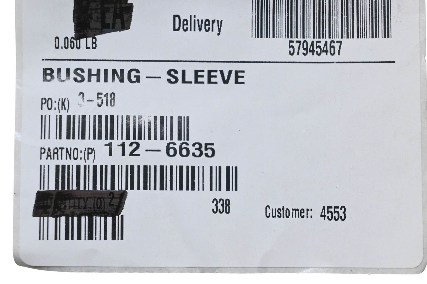 Toro 112-6635 Sleeve Bushing NOS