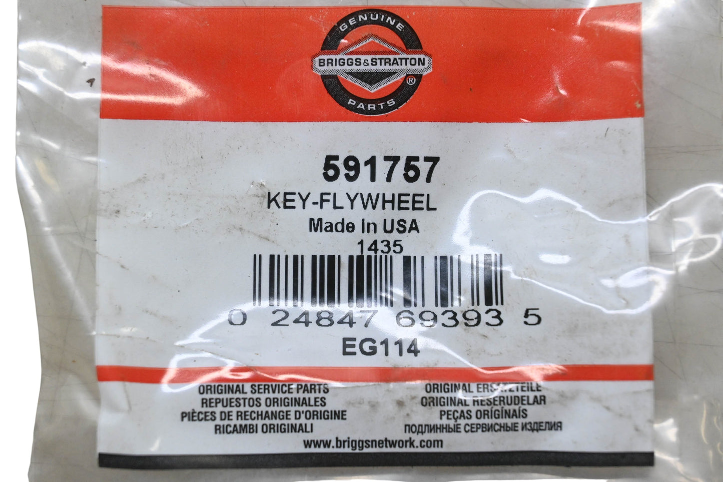 New OEM Briggs & Stratton 591757 Flywheel Key NOS