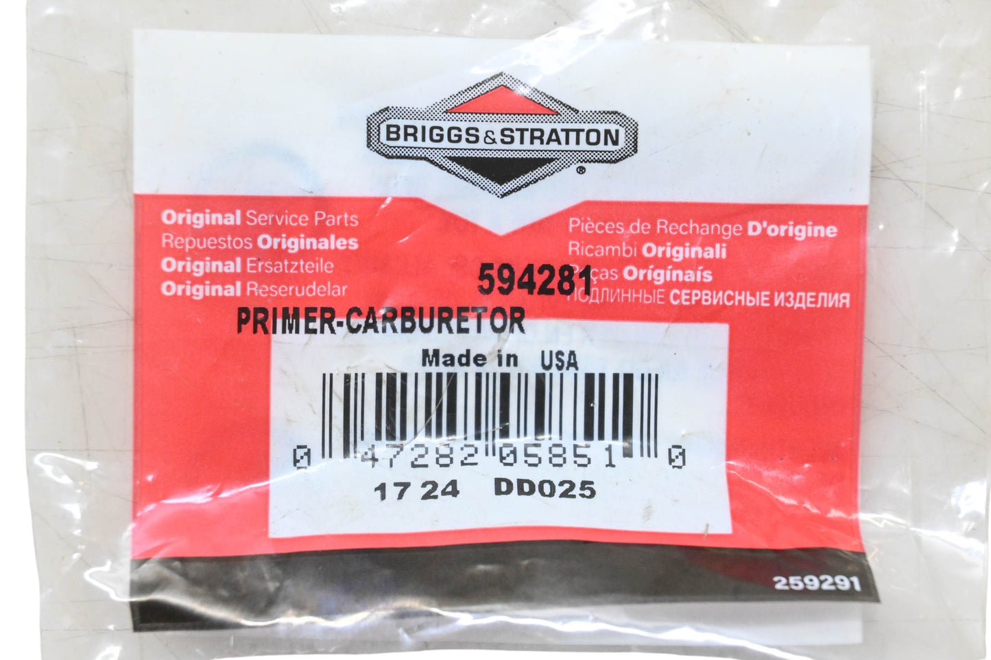 New OEM Briggs & Stratton 594281 Carburetor Primer NOS