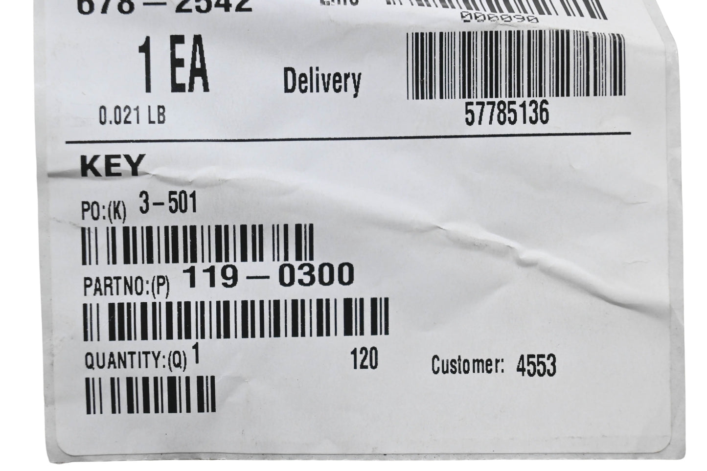 Toro 119-0300 Key NOS