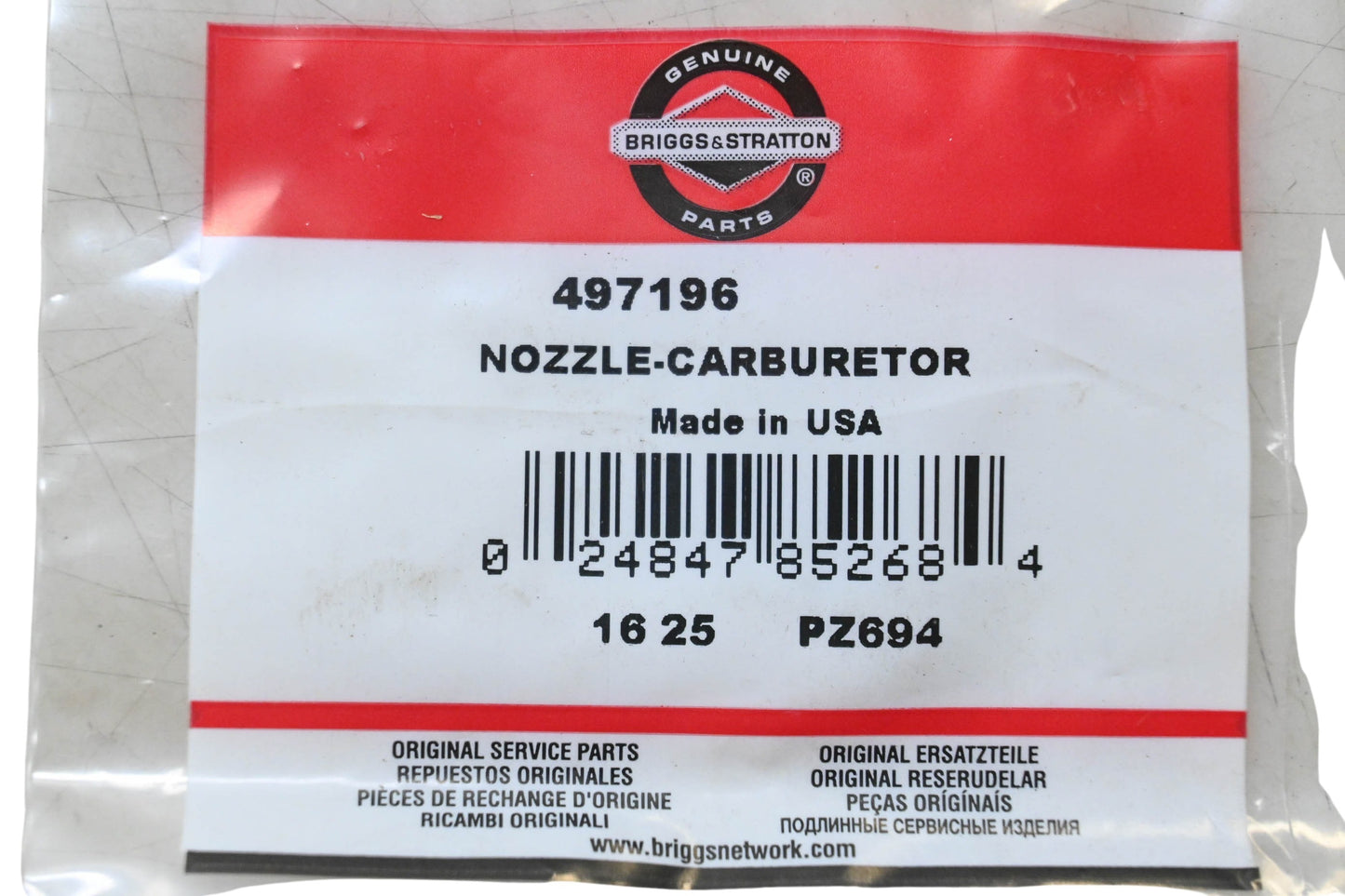 New OEM Briggs & Stratton 497196 Carburetor Nozzle NOS