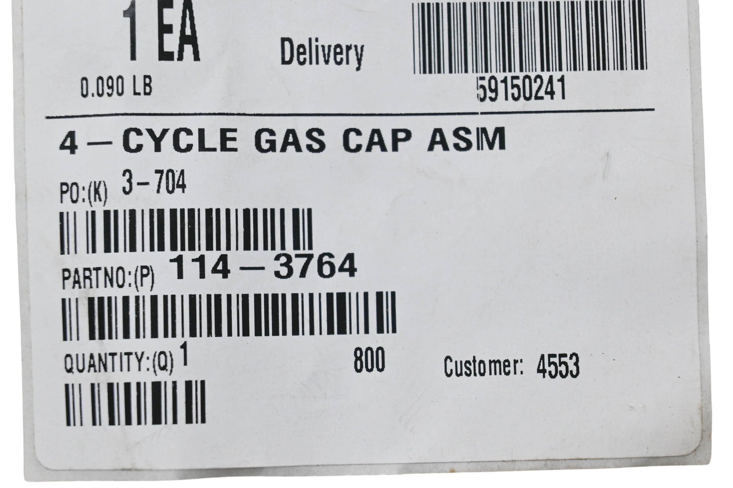Toro 114-3764 Gas Cap NOS