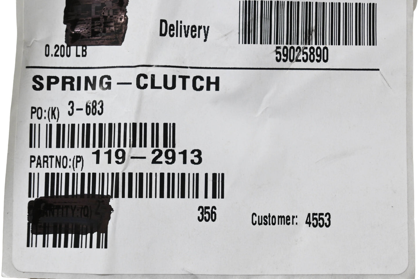 Toro 119-2913 Clutch Spring NOS