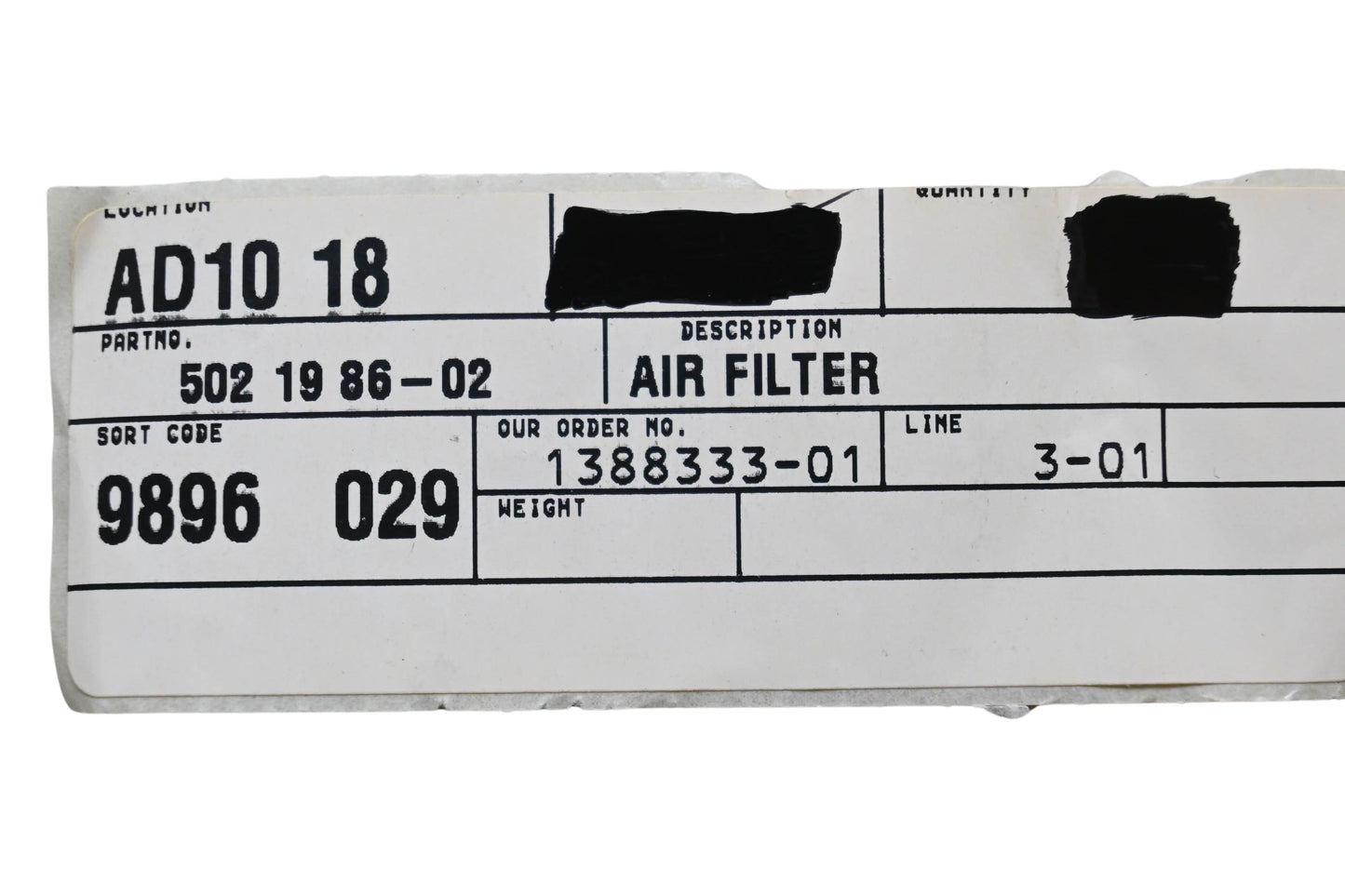 New OEM Husqvarna 502 19 86-02 Air Filter NOS