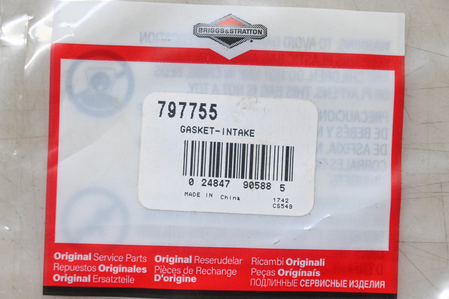 New OEM Briggs & Stratton 797755 Intake Gasket NOS