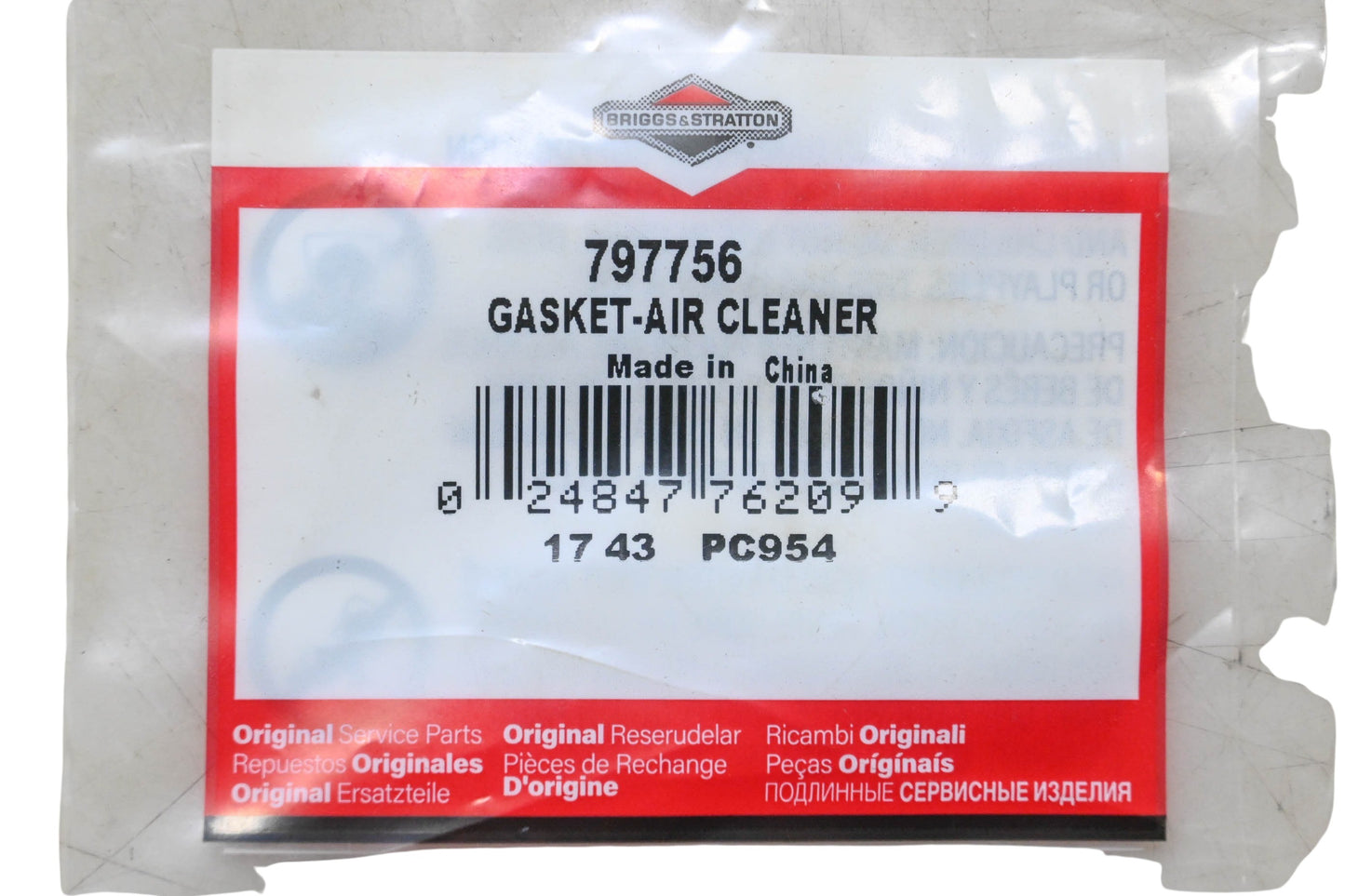 New OEM Briggs & Stratton 797756 Air Cleaner Gasket NOS