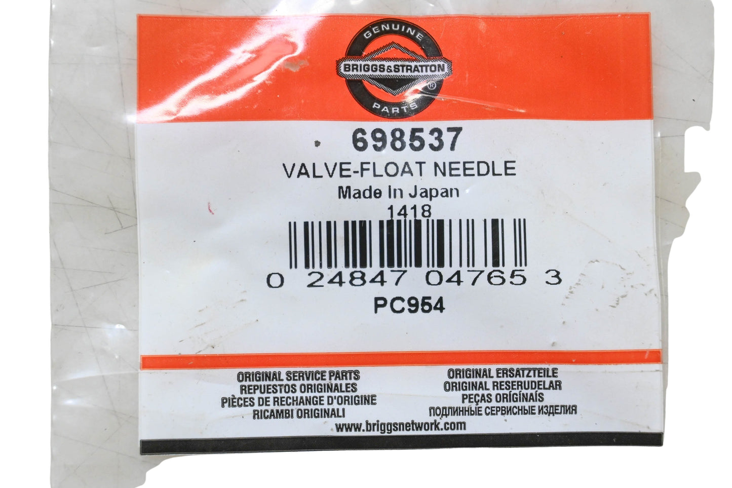 New OEM Briggs & Stratton 698537 Float Needle Valve NOS