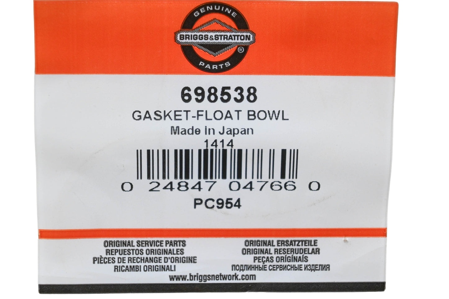 New OEM Briggs & Stratton 698538 Float Bowl Gasket NOS