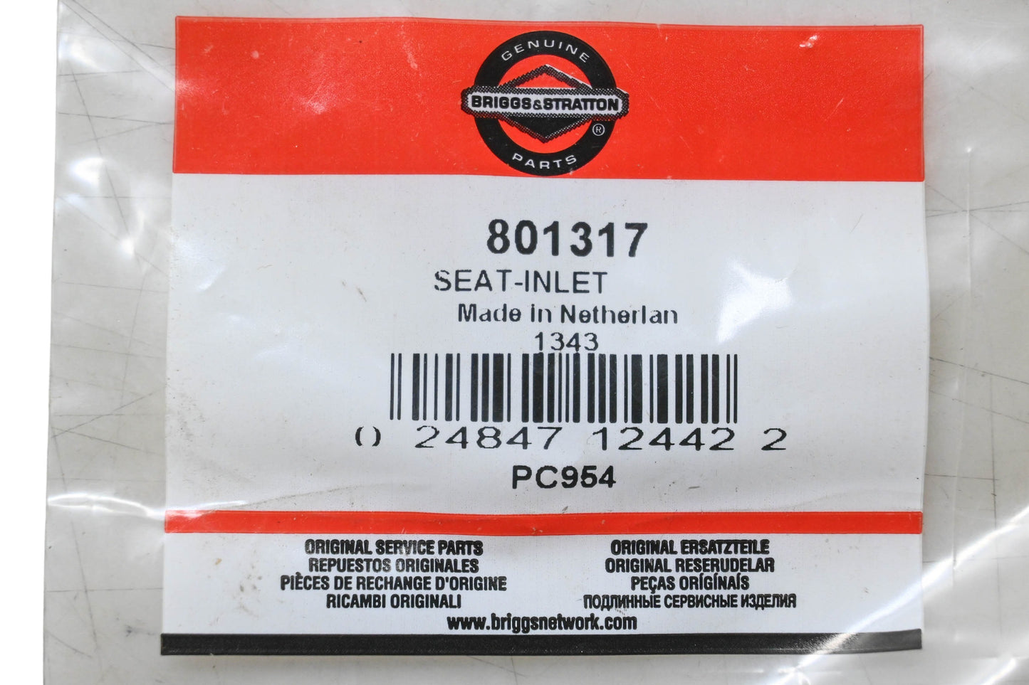 New OEM Briggs & Stratton 801317 Inlet Seat NOS