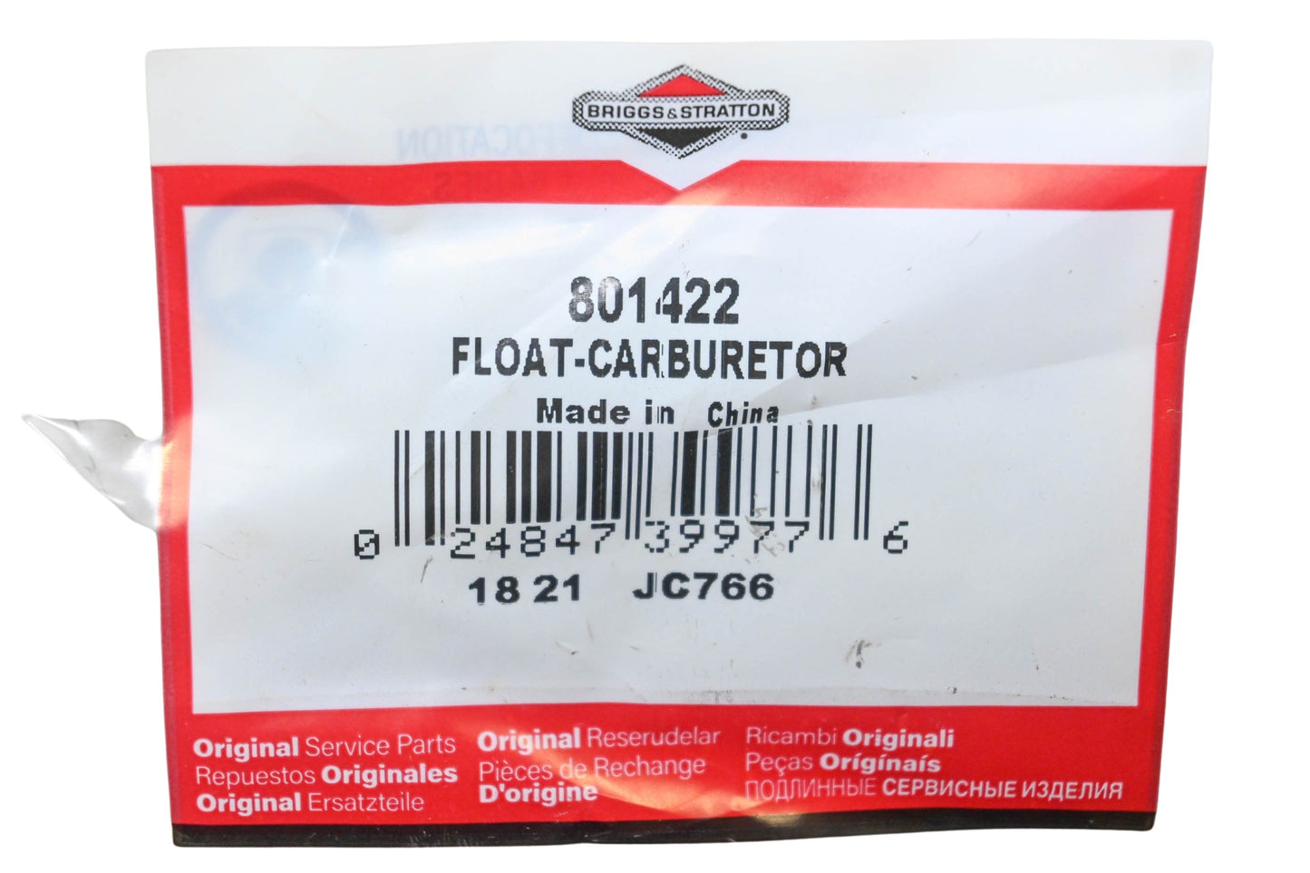 New OEM Briggs & Stratton 801422 Carburetor Float NOS