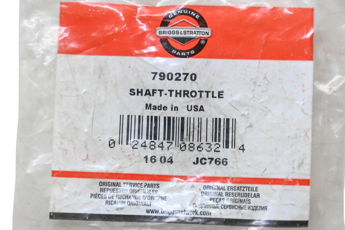 New OEM Briggs & Stratton 790270 Throttle Shaft NOS