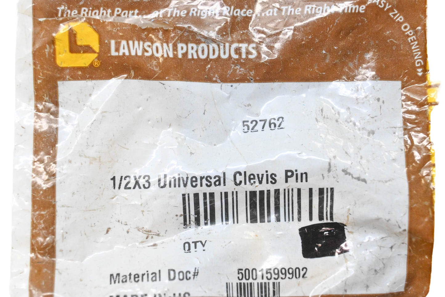 Lawson Products 52762 Universal Clevis Pin 1/2X3 NOS