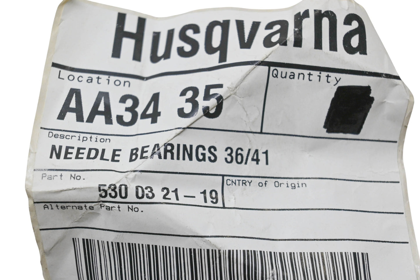 New OEM Husqvarna 530 03 21-19, 530032119 Needle Roller Bearing NOS