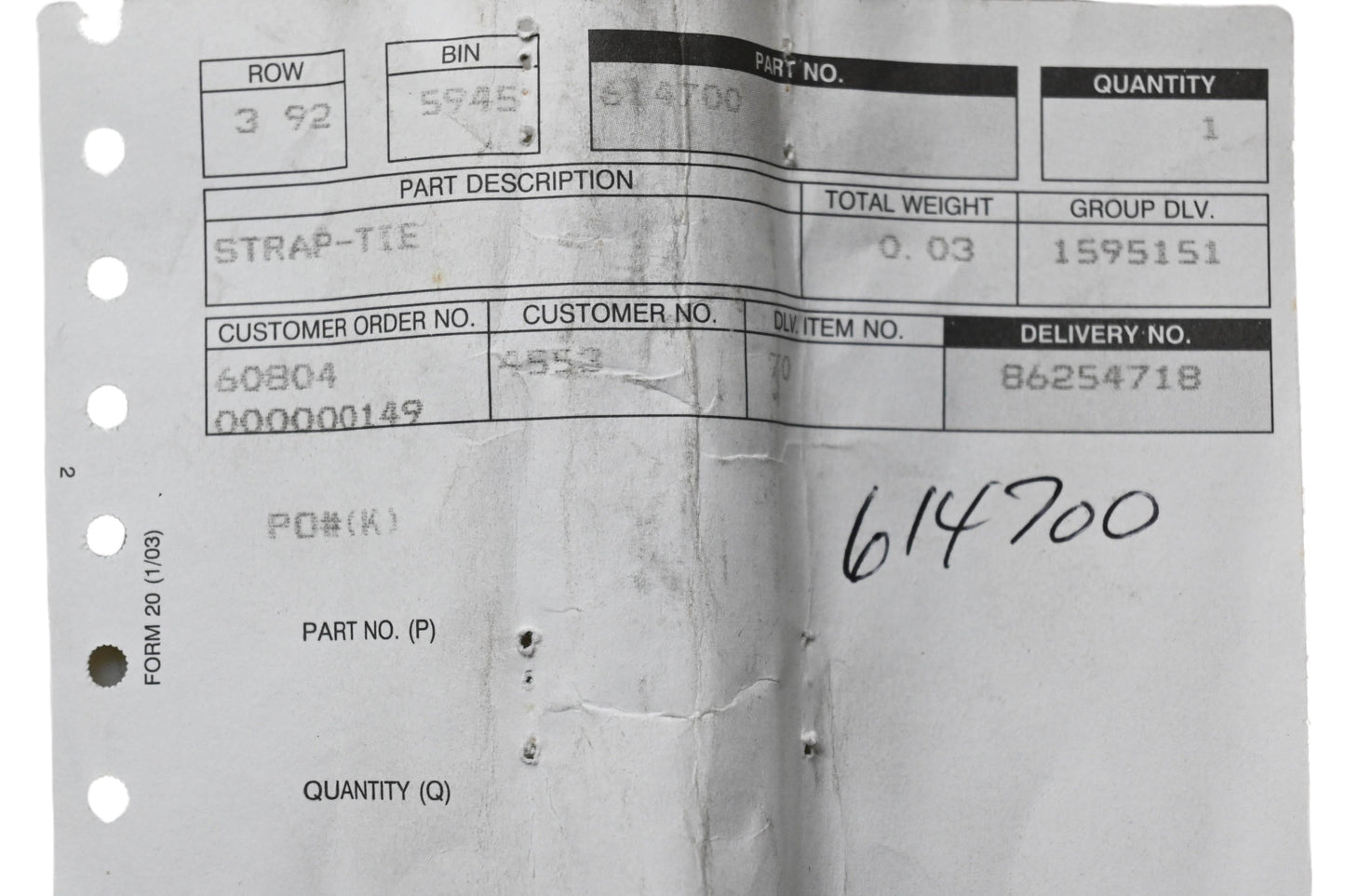 Toro 614700 Tie Strap NOS