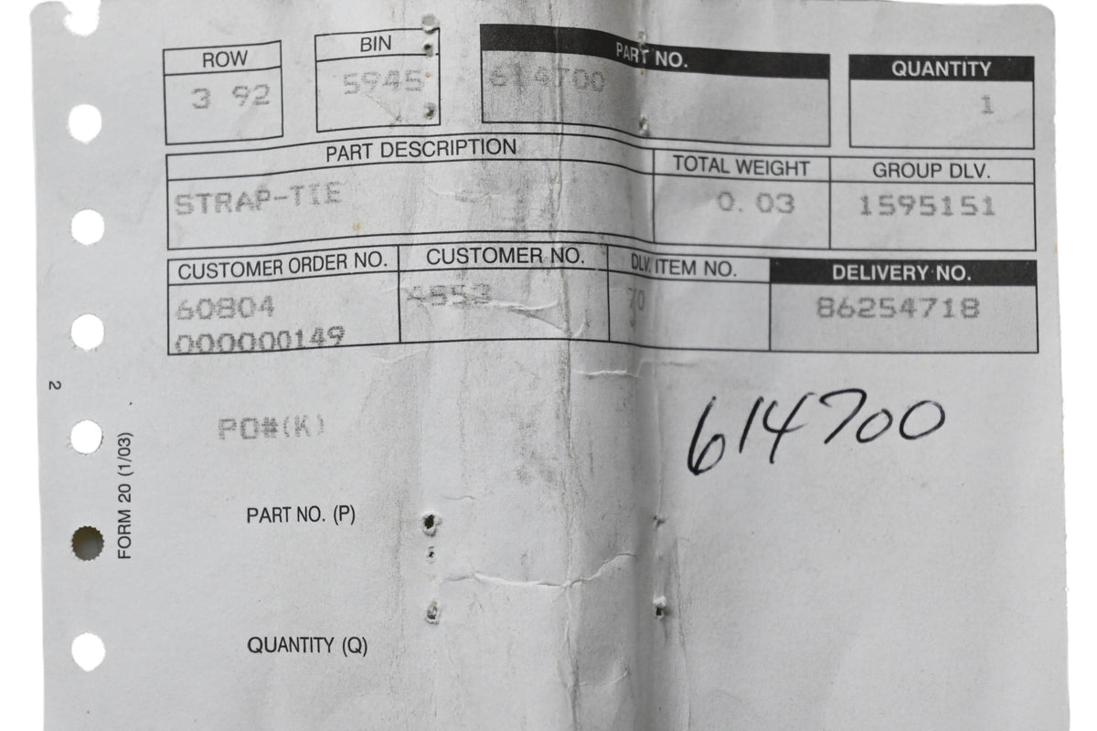 Toro 614700 Tie Strap NOS