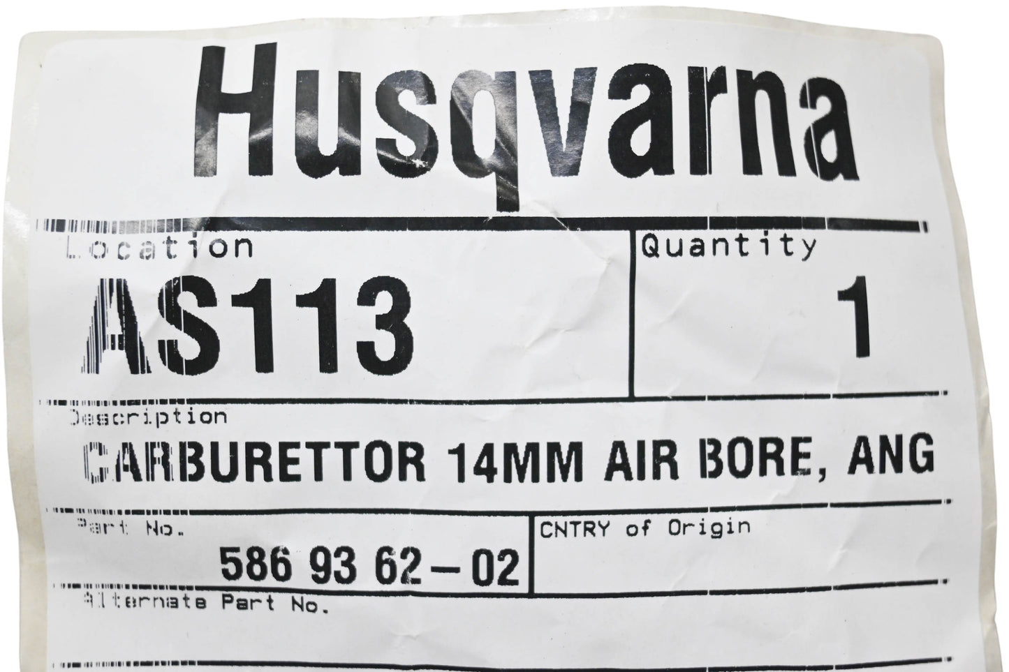 New OEM Husqvarna 586 93 62-02, 586936202 Carburetor NOS