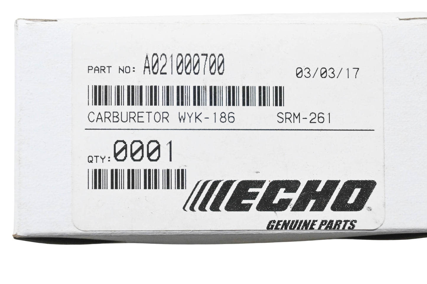 New OEM Echo A021000700, WYK-186, SRM-261 Carburetor NOS