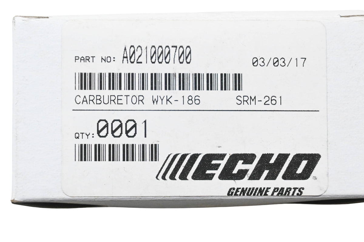 New OEM Echo A021000700, WYK-186, SRM-261 Carburetor NOS