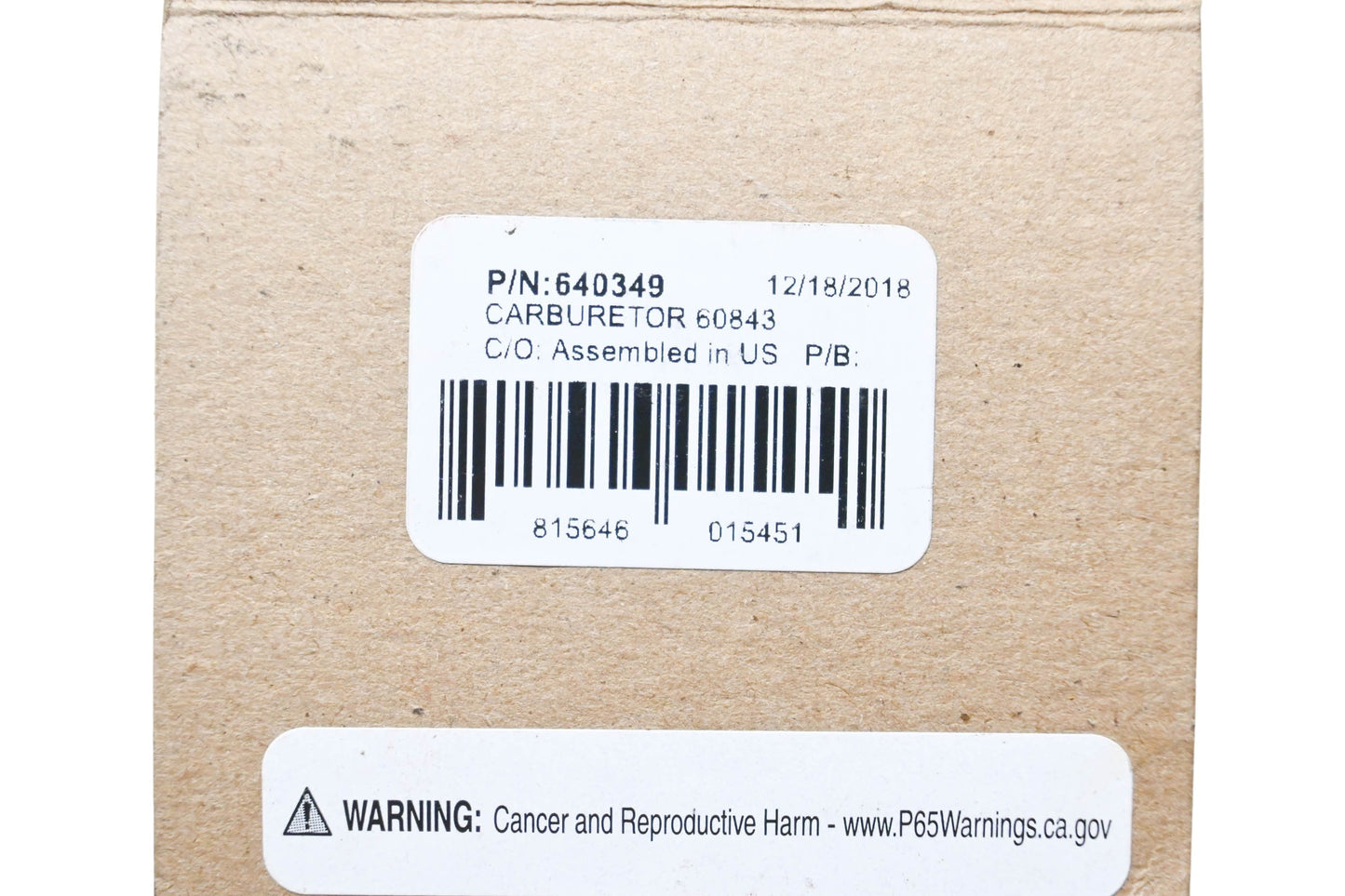 New OEM Tecumseh 640349 Carburetor & Gasket NOS
