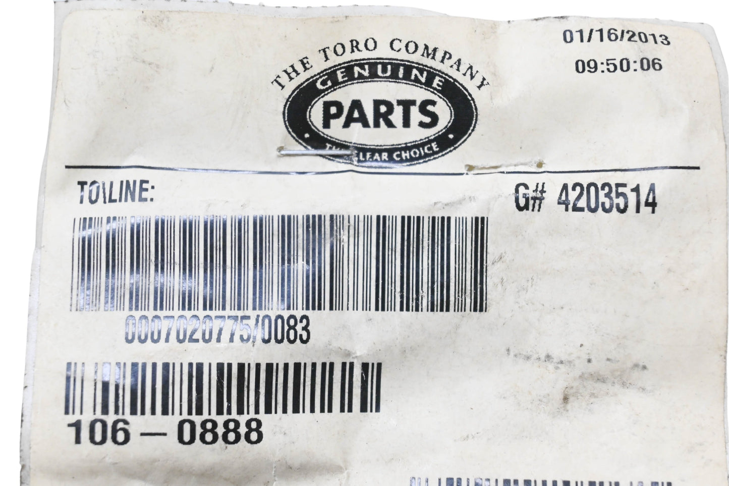 Toro 106-0888 Throttle Cable NOS