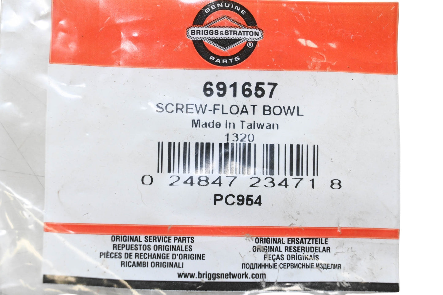 New OEM Briggs & Stratton 691657 Float Bowl Screw NOS