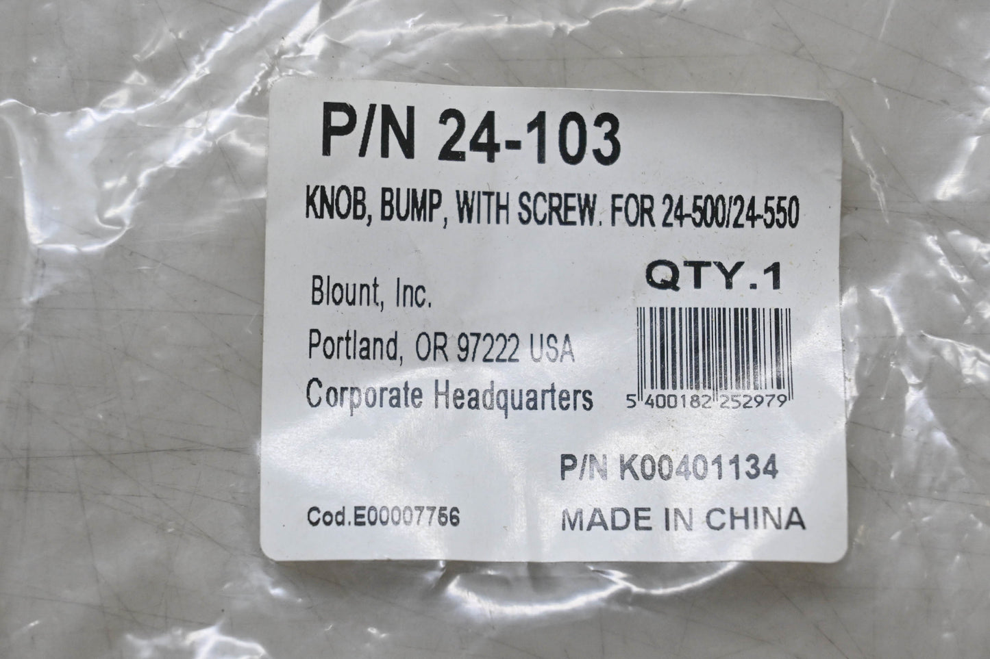 Oregon 24-103 Bump Knob & Screw NOS