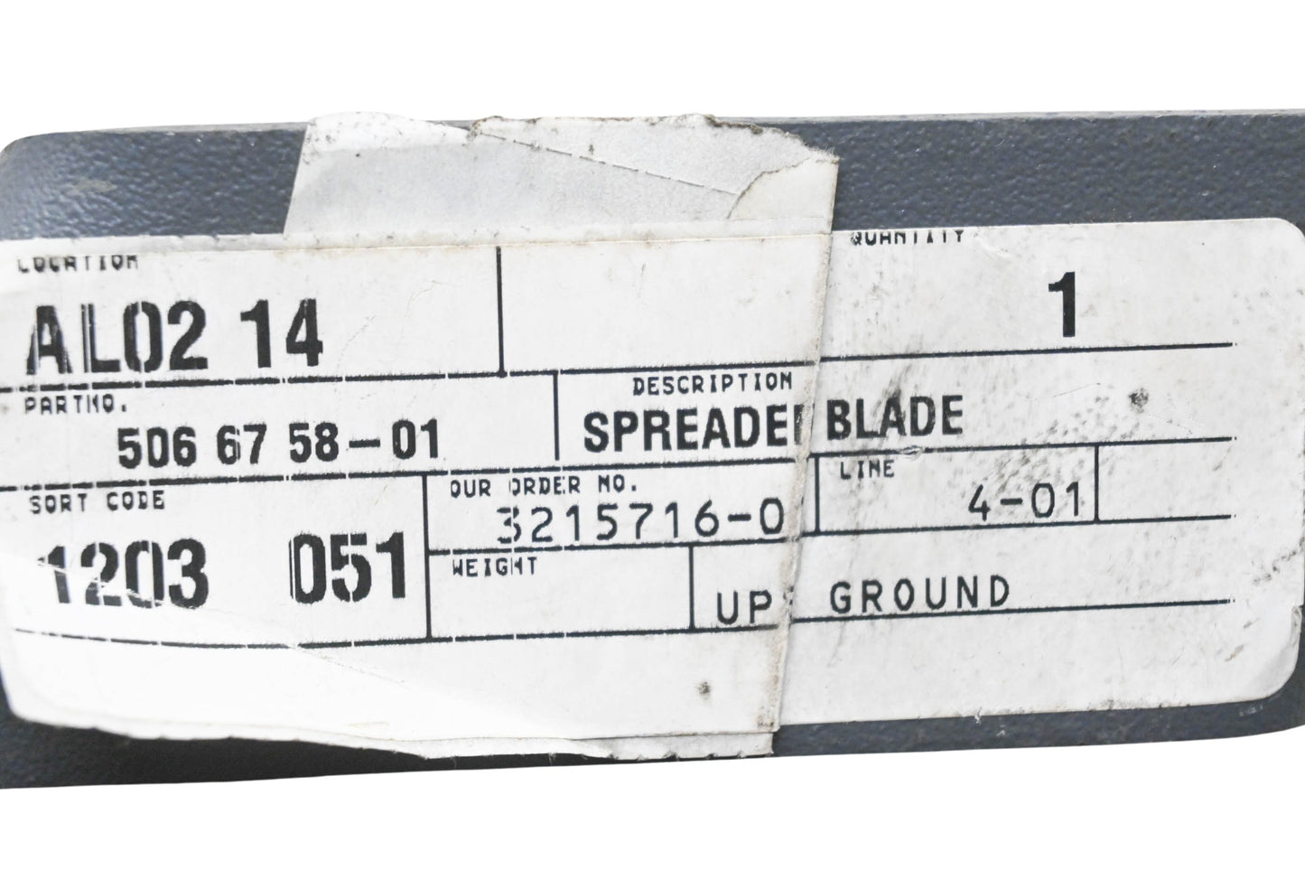 New OEM Husqvarna 506 67 58-01, 506675801 Spreader Blade NOS