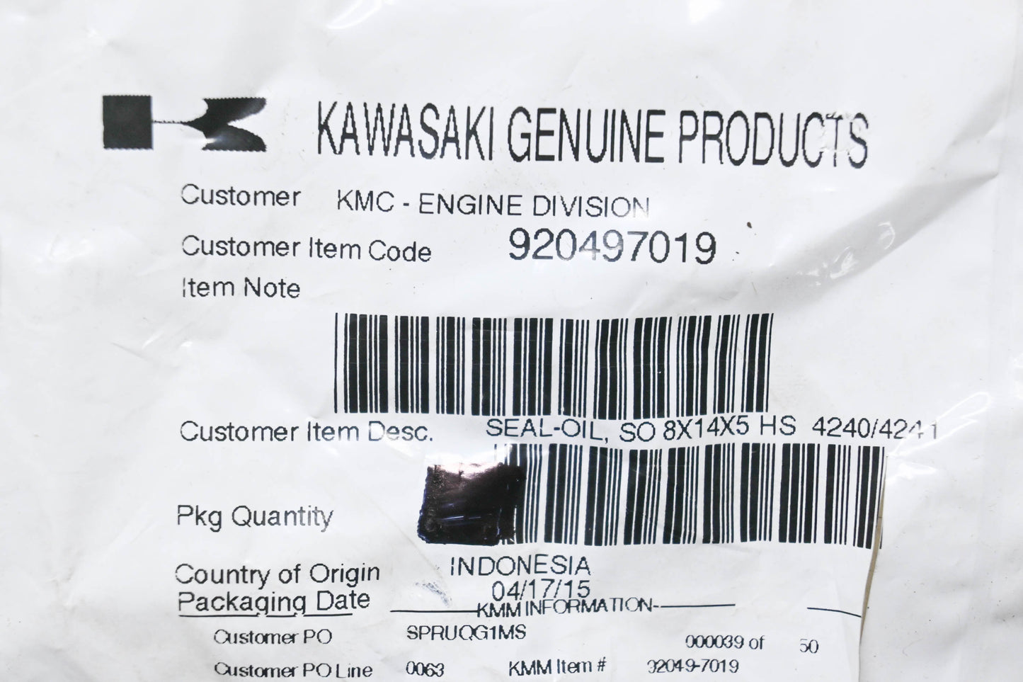New OEM Kawasaki 920497019 Oil Seals Qty 3 NOS