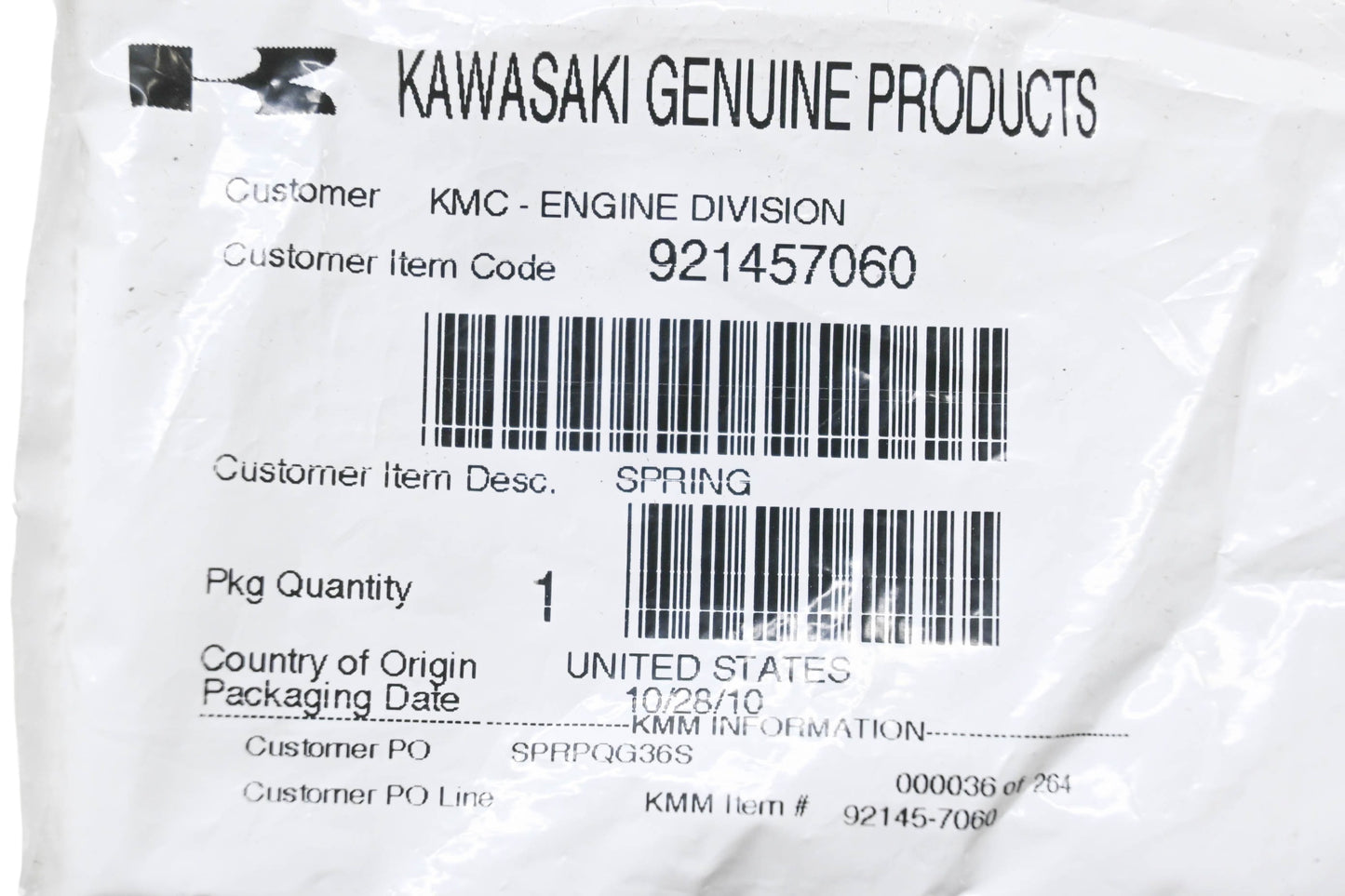 New OEM Kawasaki 921457060 Spring NOS
