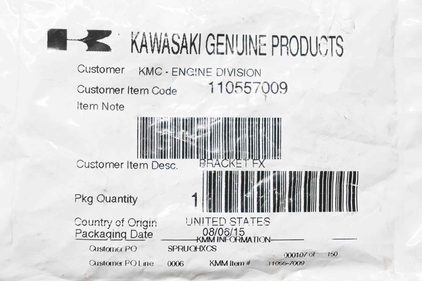 New OEM Kawasaki 110557009 Bracket NOS