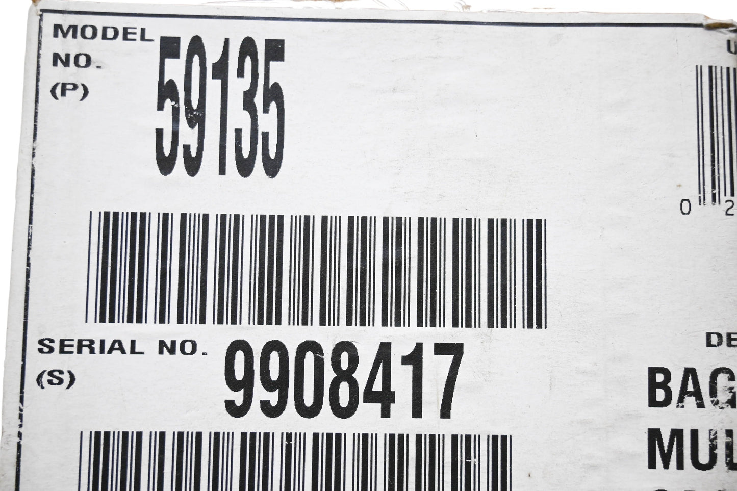 Toro 59135 Discharge Plug NOS