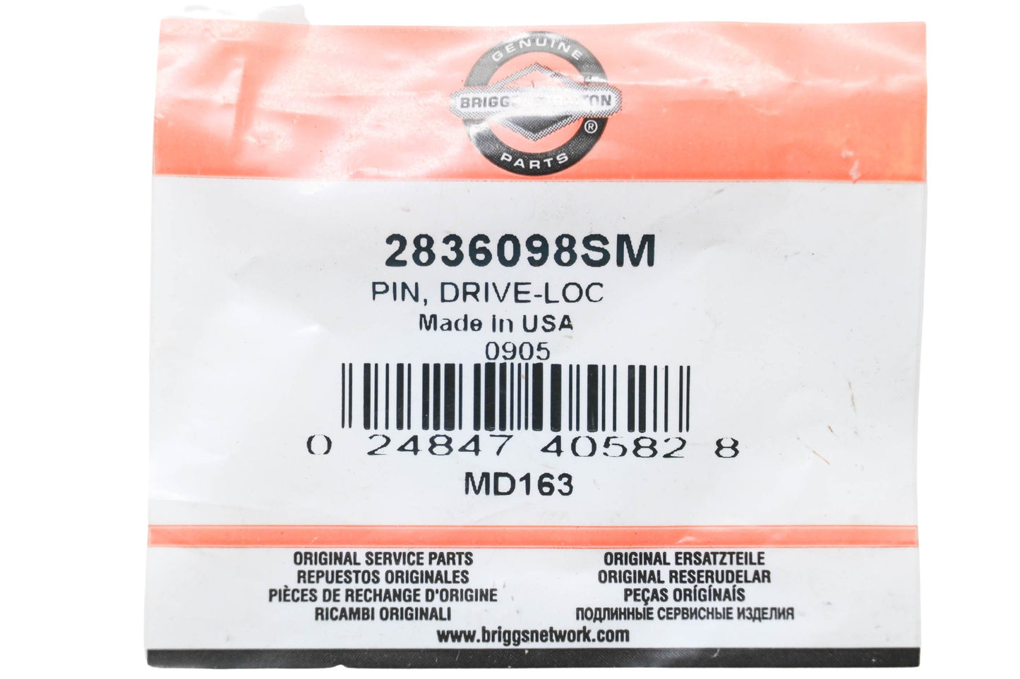 New OEM Briggs & Stratton 2836098SM Lock Drive Pin NOS