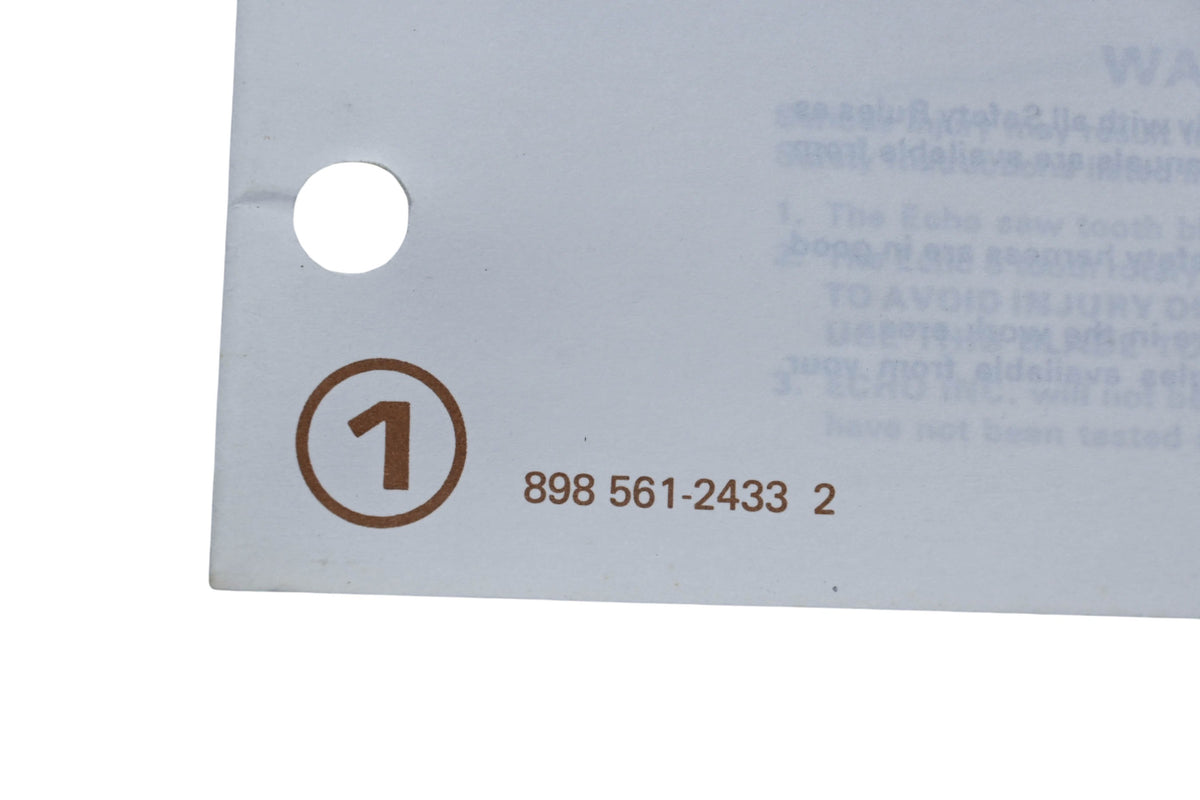 Kioritz Corporation 898 561-2433 2 Echo Operator's Manual Trimmer Brush Cutter SRM-300AE SRM-300AE/1