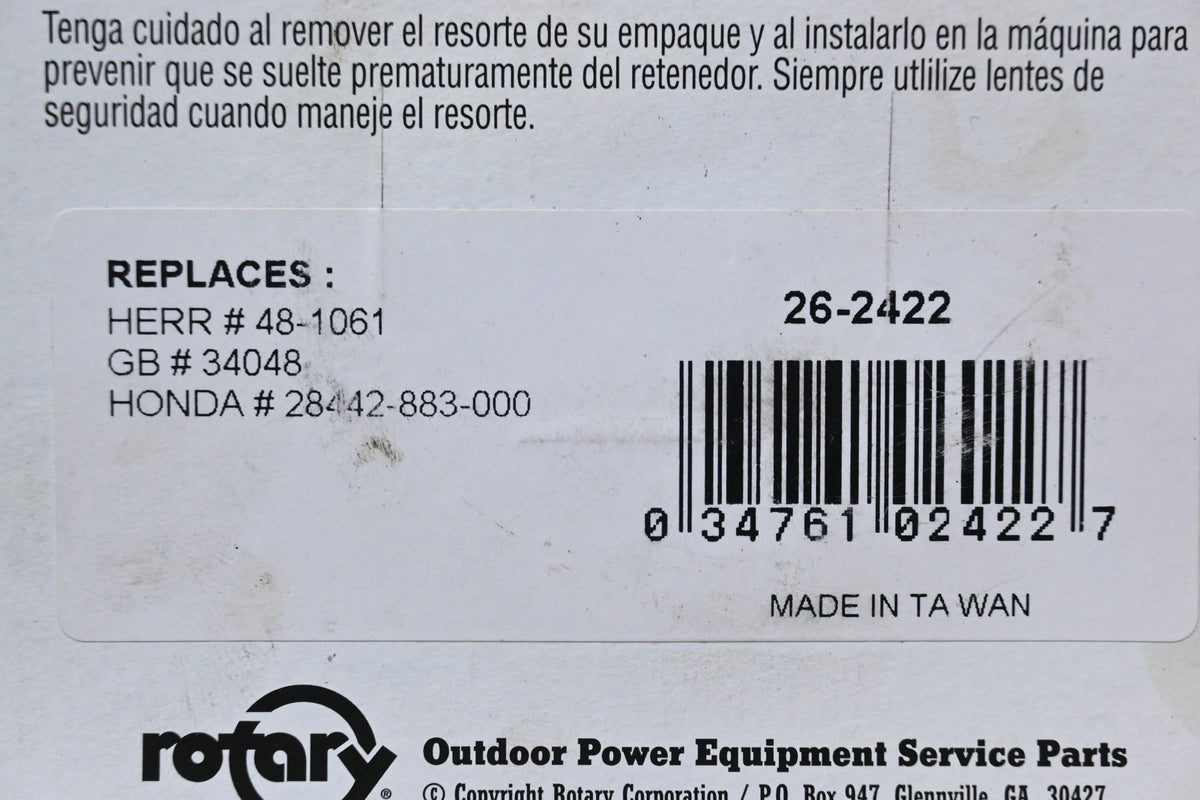 Rotary 26-2422, 48-1061, 28442-883-000 Spring NOS