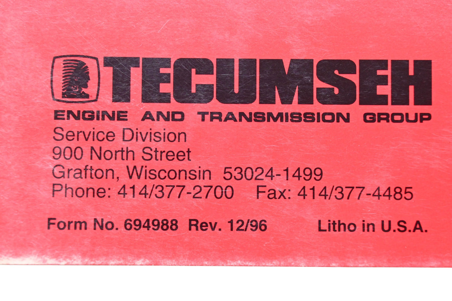 OEM Tecumseh 694988 HSK/HXL840-850 TVS/TVXL840 Two Cycle Engines