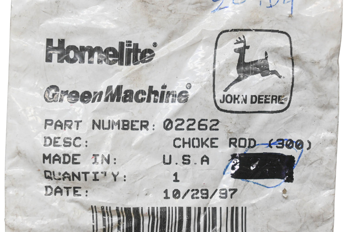 Homelite 02262 Choke Rod NOS
