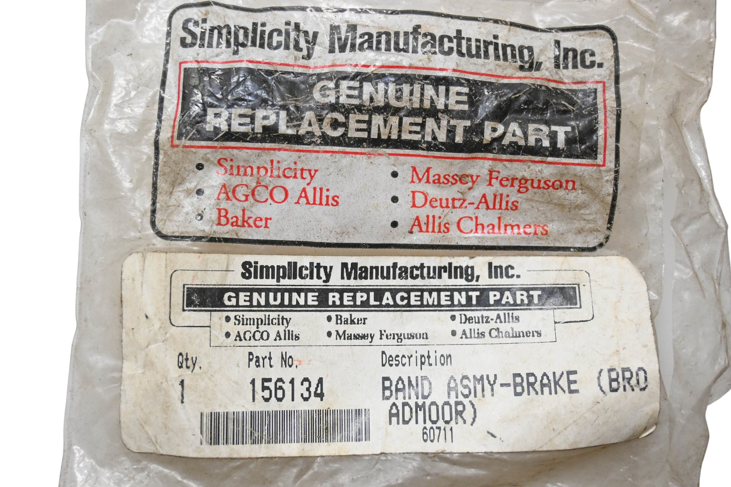 Simplicity 156134 Brake Band Assembly NOS