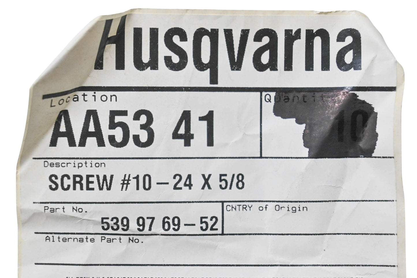 New OEM Husqvarna 539 97 69-52, 539976952 Screws Qty 2 NOS