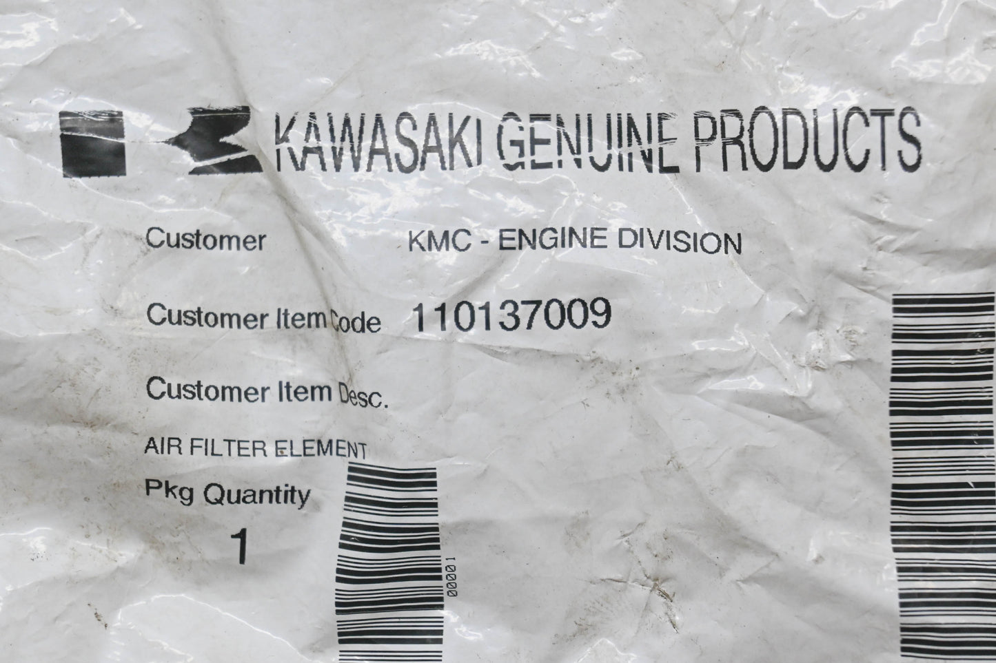 New OEM Kawasaki 110137009 Air Filter Element NOS