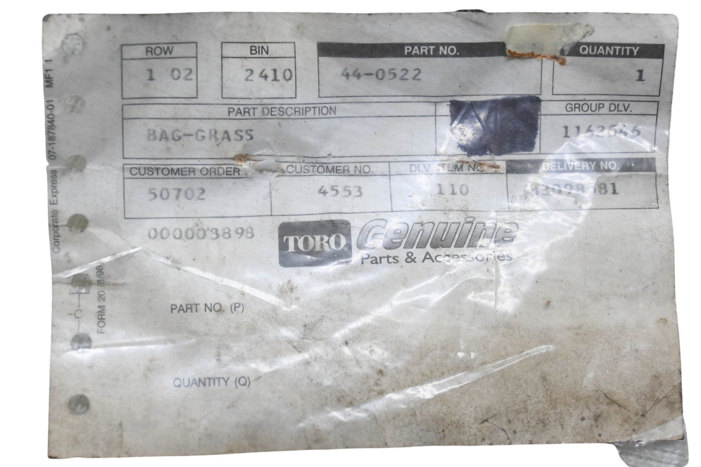 Toro 44-0522 Grass Bag NOS