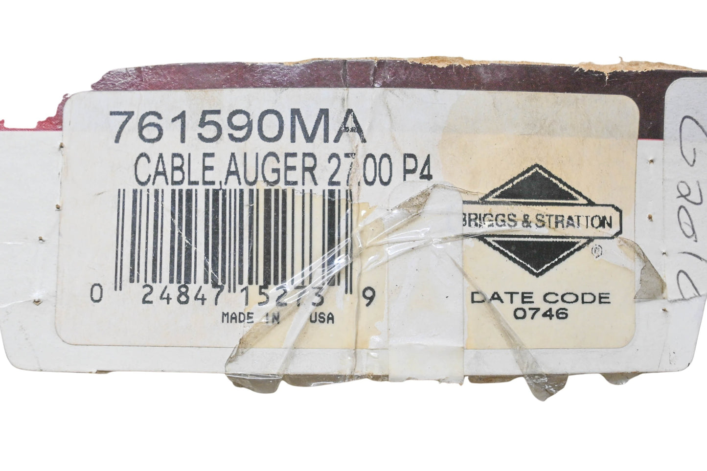 New OEM Briggs & Stratton 761590MA Auger Cable NOS