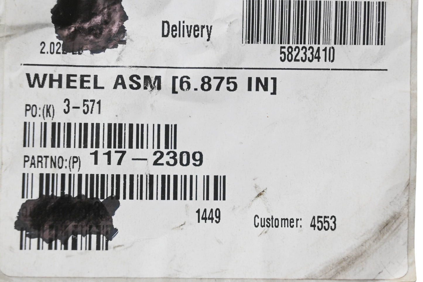 Toro 117-2309 Wheel Assembly NOS