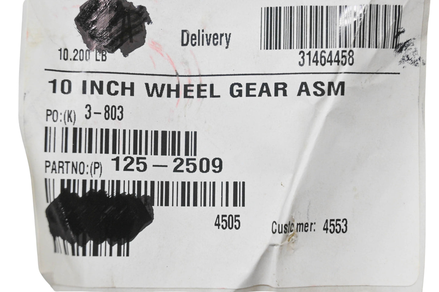 Toro 125-2509, 133-2625 Wheel Gear Assembly 10" NOS