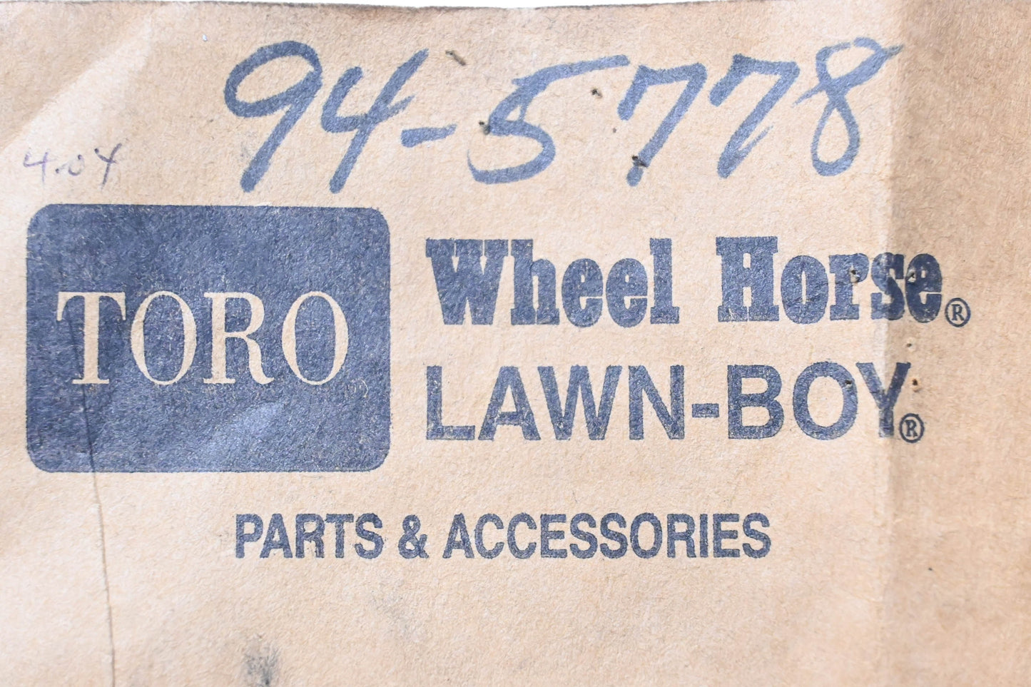 Toro 94-5778 Gasket NOS